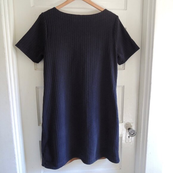 Lands' End Black Textured Knit Shift Dress L (14-16) - Picture 5 of 7